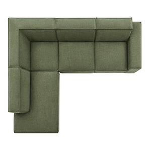 Modway Furniture Restore Modular L-shaped Sectional with Stain-repellent Fabric and Pocket Coil Seating Foliage EEI-7431-FOL