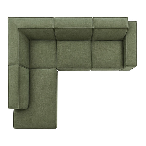 Modway Furniture Restore Modular L-shaped Sectional with Stain-repellent Fabric and Pocket Coil Seating Foliage EEI-7431-FOL