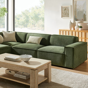 Modway Furniture Restore Modular L-shaped Sectional with Stain-repellent Fabric and Pocket Coil Seating Foliage EEI-7431-FOL