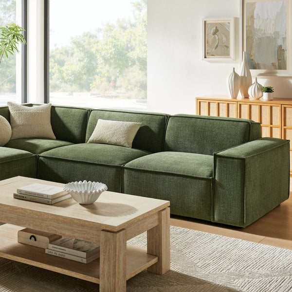 Modway Furniture Restore Modular L-shaped Sectional with Stain-repellent Fabric and Pocket Coil Seating Foliage EEI-7431-FOL