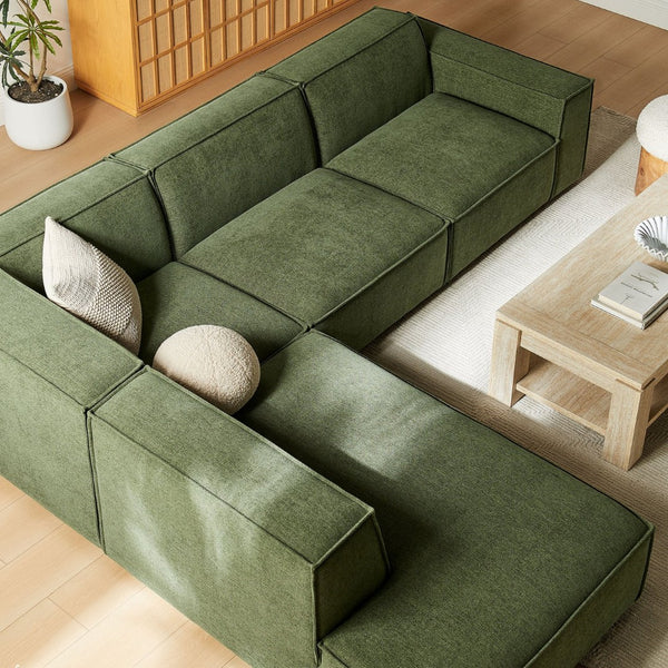 Modway Furniture Restore Modular L-shaped Sectional with Stain-repellent Fabric and Pocket Coil Seating Foliage EEI-7431-FOL