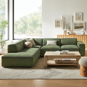 Modway Furniture Restore Modular L-shaped Sectional with Stain-repellent Fabric and Pocket Coil Seating Foliage EEI-7431-FOL