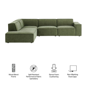 Modway Furniture Restore Modular L-shaped Sectional with Stain-repellent Fabric and Pocket Coil Seating Foliage EEI-7431-FOL