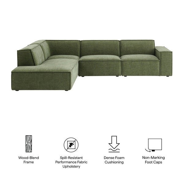 Modway Furniture Restore Modular L-shaped Sectional with Stain-repellent Fabric and Pocket Coil Seating Foliage EEI-7431-FOL