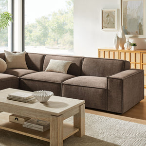 Modway Furniture Restore Modular L-shaped Sectional with Stain-repellent Fabric and Pocket Coil Seating Mocha EEI-7431-MOC