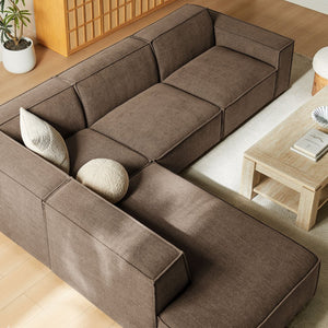 Modway Furniture Restore Modular L-shaped Sectional with Stain-repellent Fabric and Pocket Coil Seating Mocha EEI-7431-MOC