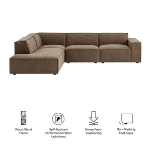 Modway Furniture Restore Modular L-shaped Sectional with Stain-repellent Fabric and Pocket Coil Seating Mocha EEI-7431-MOC