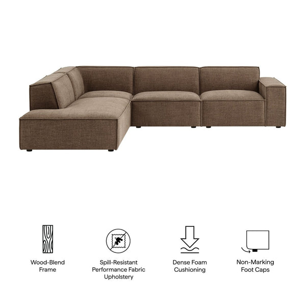Modway Furniture Restore Modular L-shaped Sectional with Stain-repellent Fabric and Pocket Coil Seating Mocha EEI-7431-MOC
