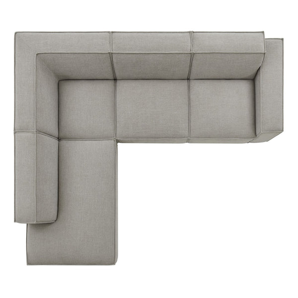 Modway Furniture Restore Modular L-shaped Sectional with Stain-repellent Fabric and Pocket Coil Seating Pewter EEI-7431-PEW