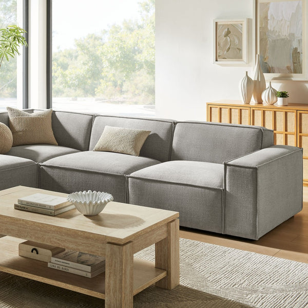 Modway Furniture Restore Modular L-shaped Sectional with Stain-repellent Fabric and Pocket Coil Seating Pewter EEI-7431-PEW