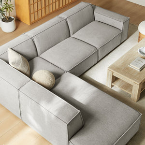 Modway Furniture Restore Modular L-shaped Sectional with Stain-repellent Fabric and Pocket Coil Seating Pewter EEI-7431-PEW