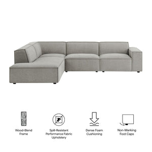 Modway Furniture Restore Modular L-shaped Sectional with Stain-repellent Fabric and Pocket Coil Seating Pewter EEI-7431-PEW