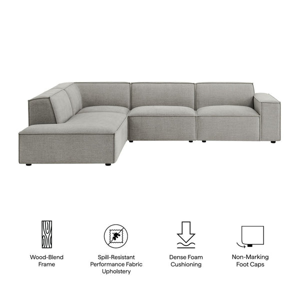 Modway Furniture Restore Modular L-shaped Sectional with Stain-repellent Fabric and Pocket Coil Seating Pewter EEI-7431-PEW