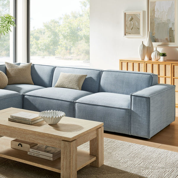 Modway Furniture Restore Modular L-shaped Sectional with Stain-repellent Fabric and Pocket Coil Seating Sky EEI-7431-SKY