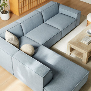 Modway Furniture Restore Modular L-shaped Sectional with Stain-repellent Fabric and Pocket Coil Seating Sky EEI-7431-SKY