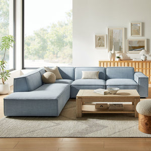 Modway Furniture Restore Modular L-shaped Sectional with Stain-repellent Fabric and Pocket Coil Seating Sky EEI-7431-SKY