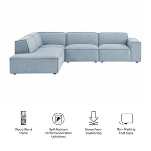 Modway Furniture Restore Modular L-shaped Sectional with Stain-repellent Fabric and Pocket Coil Seating Sky EEI-7431-SKY