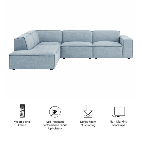 Modway Furniture Restore Modular L-shaped Sectional with Stain-repellent Fabric and Pocket Coil Seating Sky EEI-7431-SKY