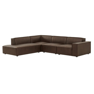 Modway Furniture Restore Modway Vegan Leather L-shaped Sectional with French Piping for Living Rooms Espresso EEI-7432-ESP