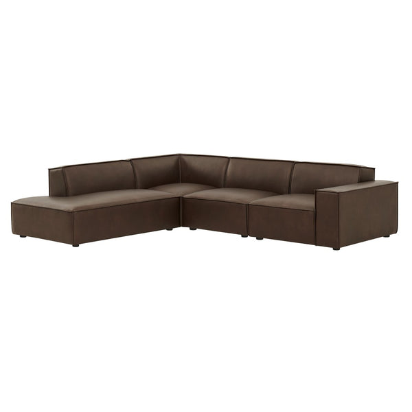 Modway Furniture Restore Modway Vegan Leather L-shaped Sectional with French Piping for Living Rooms Espresso EEI-7432-ESP