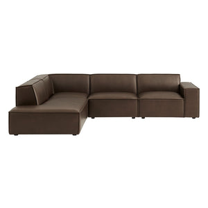 Modway Furniture Restore Modway Vegan Leather L-shaped Sectional with French Piping for Living Rooms Espresso EEI-7432-ESP