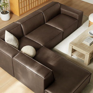 Modway Furniture Restore Modway Vegan Leather L-shaped Sectional with French Piping for Living Rooms Espresso EEI-7432-ESP