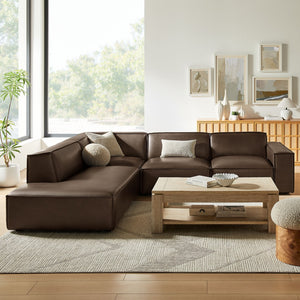 Modway Furniture Restore Modway Vegan Leather L-shaped Sectional with French Piping for Living Rooms Espresso EEI-7432-ESP