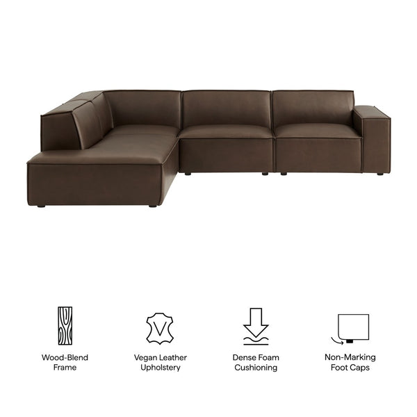 Modway Furniture Restore Modway Vegan Leather L-shaped Sectional with French Piping for Living Rooms Espresso EEI-7432-ESP