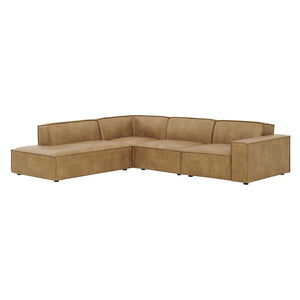 Modway Furniture Restore Modway Vegan Leather L-shaped Sectional with French Piping for Living Rooms Toast EEI-7432-TST