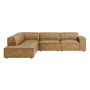 Modway Furniture Restore Modway Vegan Leather L-shaped Sectional with French Piping for Living Rooms Toast EEI-7432-TST