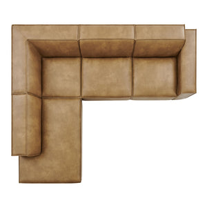Modway Furniture Restore Modway Vegan Leather L-shaped Sectional with French Piping for Living Rooms Toast EEI-7432-TST