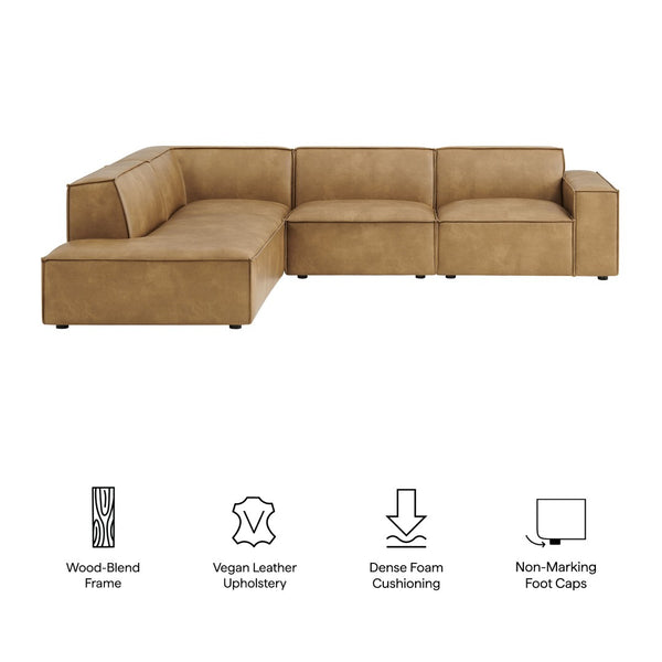 Modway Furniture Restore Modway Vegan Leather L-shaped Sectional with French Piping for Living Rooms Toast EEI-7432-TST