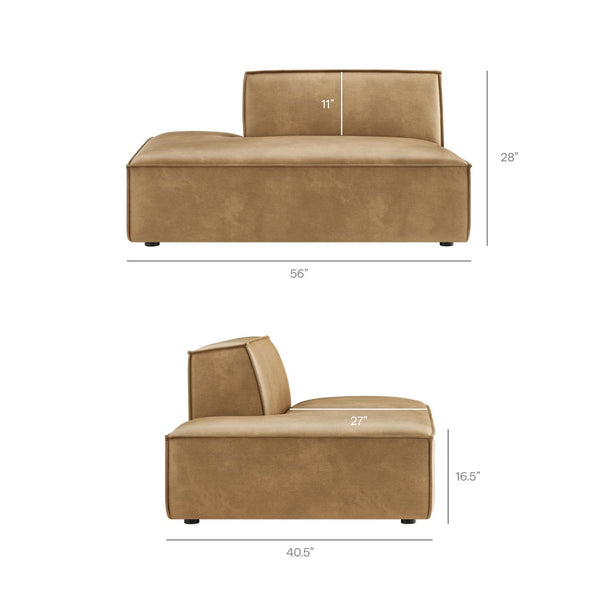 Modway Furniture Restore Modway Vegan Leather L-shaped Sectional with French Piping for Living Rooms Toast EEI-7432-TST
