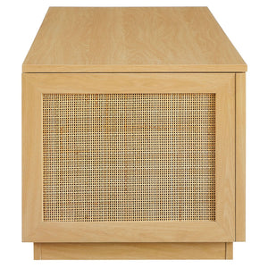 Modway Furniture Soma 47" Rattan Storage Bench - Stylish Organization with Soft-Close Hinges for Modern Spaces Oak EEI-7434-OAK