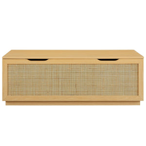 Modway Furniture Soma 47" Rattan Storage Bench - Stylish Organization with Soft-Close Hinges for Modern Spaces Oak EEI-7434-OAK
