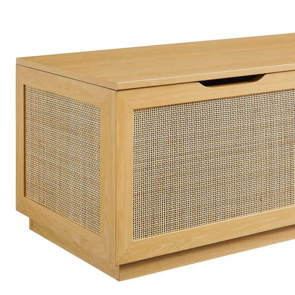 Modway Furniture Soma 47" Rattan Storage Bench - Stylish Organization with Soft-Close Hinges for Modern Spaces Oak EEI-7434-OAK