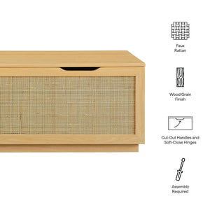 Modway Furniture Soma 47" Rattan Storage Bench - Stylish Organization with Soft-Close Hinges for Modern Spaces Oak EEI-7434-OAK
