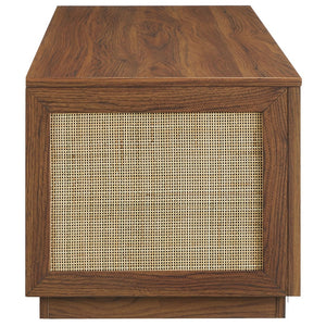 Modway Furniture Soma 47" Rattan Storage Bench - Stylish Organization with Soft-Close Hinges for Modern Spaces Walnut EEI-7434-WAL