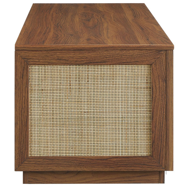 Modway Furniture Soma 47" Rattan Storage Bench - Stylish Organization with Soft-Close Hinges for Modern Spaces Walnut EEI-7434-WAL