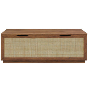 Modway Furniture Soma 47" Rattan Storage Bench - Stylish Organization with Soft-Close Hinges for Modern Spaces Walnut EEI-7434-WAL