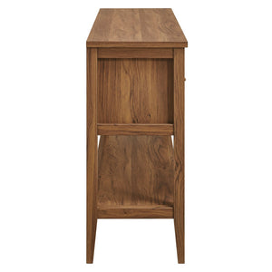 Modway Furniture Soma 62 Inch Rattan Console Table - Stylish Storage Solution for Entryways and Compact Spaces Walnut EEI-7435-WAL