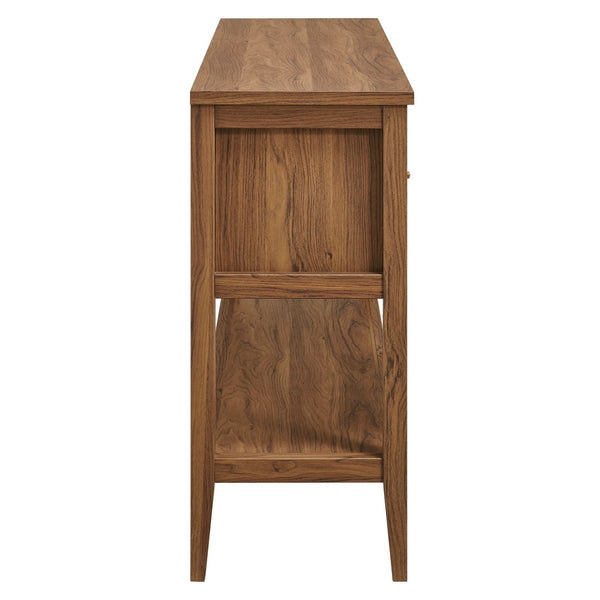 Modway Furniture Soma 62 Inch Rattan Console Table - Stylish Storage Solution for Entryways and Compact Spaces Walnut EEI-7435-WAL