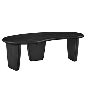 Modway Furniture Vetra Kidney-Shaped Coffee Table - Mid-Century Modern Design for Stylish Living Rooms and Lounges Black EEI-7437-BLK