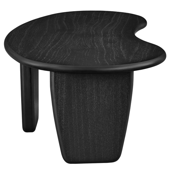 Modway Furniture Vetra Kidney-Shaped Coffee Table - Mid-Century Modern Design for Stylish Living Rooms and Lounges Black EEI-7437-BLK