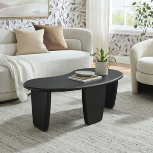 Modway Furniture Vetra Kidney-Shaped Coffee Table - Mid-Century Modern Design for Stylish Living Rooms and Lounges Black EEI-7437-BLK