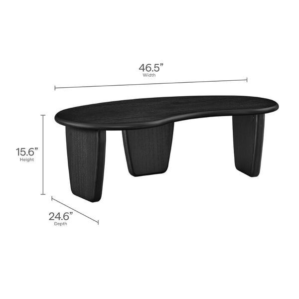 Modway Furniture Vetra Kidney-Shaped Coffee Table - Mid-Century Modern Design for Stylish Living Rooms and Lounges Black EEI-7437-BLK