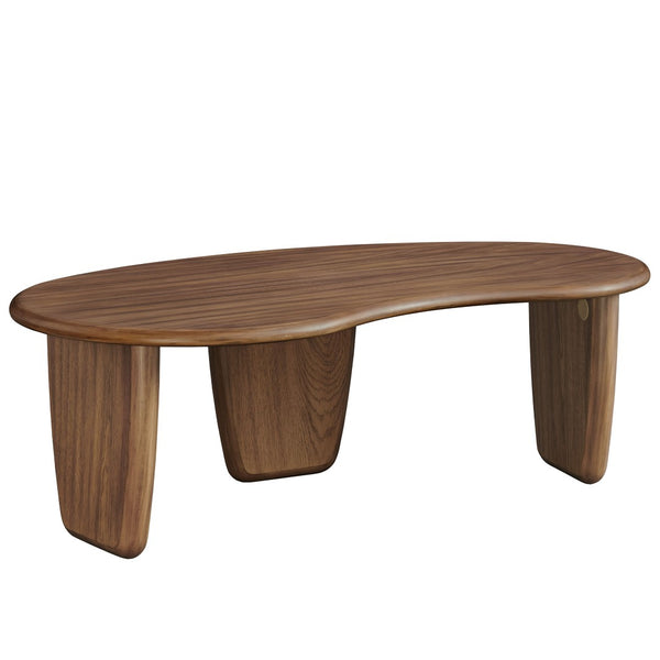 Modway Furniture Vetra Kidney-Shaped Coffee Table - Mid-Century Modern Design for Stylish Living Rooms and Lounges Walnut EEI-7437-WAL