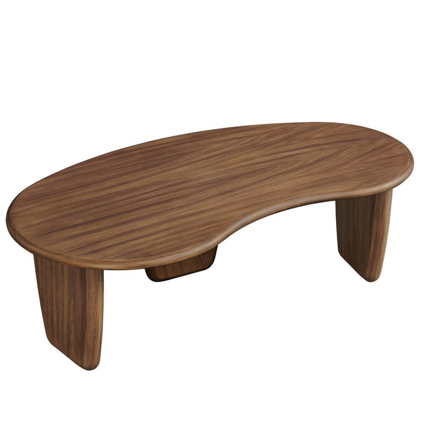 Modway Furniture Vetra Kidney-Shaped Coffee Table - Mid-Century Modern Design for Stylish Living Rooms and Lounges Walnut EEI-7437-WAL