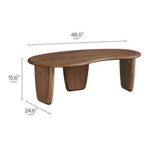 Modway Furniture Vetra Kidney-Shaped Coffee Table - Mid-Century Modern Design for Stylish Living Rooms and Lounges Walnut EEI-7437-WAL