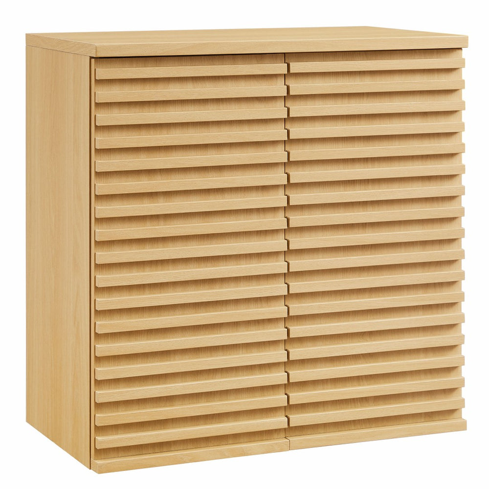 Modway Furniture Render Wall Mounted Bathroom Cabinet – Stylish Storage Solution with Mid-Century Charm & Functionality Oak EEI-7438-OAK